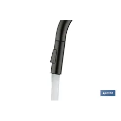 GRIFO DE COCINA DE ACERO NEGRO CON MANGUERA EXTENSIBLE Y 2 FUNCIONES 390 X 250 X 54 MM