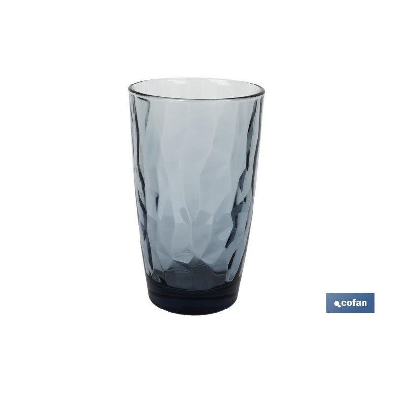 PACK 6 VASOS ALTO VIDRIO 47 CL COLOR AZUL MODELO JADE