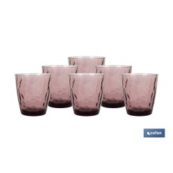 PACK 6 VASOS ALTO VIDRIO 47 CL COLOR PURPURA MODELO JADE