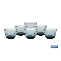 PACK 6 VASOS DE AGUA VIDRIO 30,5 CL COLOR AZUL MODELO JADE