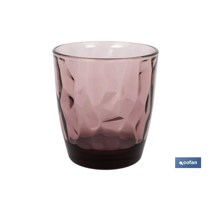 PACK 6 VASOS DE AGUA VIDRIO 30,5 CL COLOR PURPURA MODELO JADE