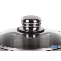 OLLA  INOX INDUCCIÓN 8.8 L MOD POLENTA TAPA DE VIDRIO Ø260 MM