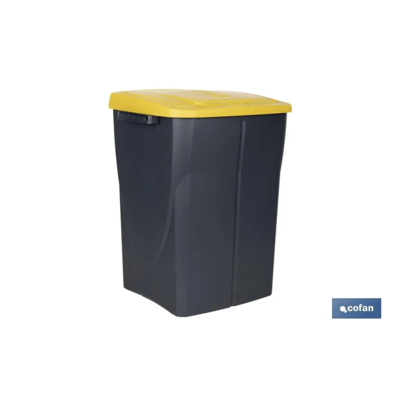 CUBO DE BASURA PARA RECICLAR 45 LITROS  COLOR AMARILLO 36.5 X 36 X 51  CM