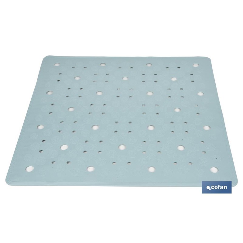 ALFOMBRA ANTIDESLIZANTE CON VENTOSAS BAÑERA/ DUCHA AZUL CLARO 53 X 53 cm