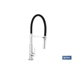 GRIFO COCINA MONOMANDO TUBO FLEXIBLE NEGRO 25 mm