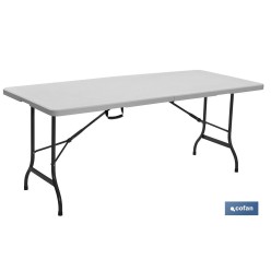 MESA PLEGABLE RECTANGULAR BLANCA CON BLOQUEO DE SEGURIDAD 180x70x72 CM