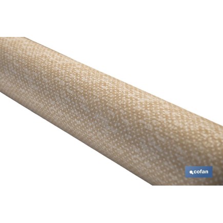 ROLLO DE MANTEL ANTIMANCHAS RESINADO TEXTURA BEIGE 60 % ALGODÓN, 40 % POLIÉSTER 1,40 X 20 M