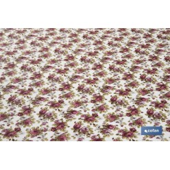 ROLLO MANTEL ANTIMANCHAS RESINADO 50% ALGODON/50% POLIESTER. ROSAS 1,40 x 25 M