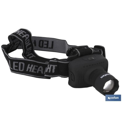 LINTERNA LED DE CABEZA ZOOM 3 FUNCIONES