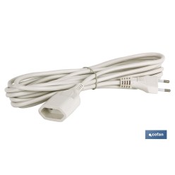 PROLONGADOR BIPOLAR 10A250V ESPIGAØ4 CABLE 5M BLANCO