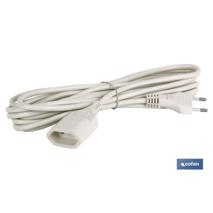 PROLONGADOR BIPOLAR 10A250V ESPIGAØ4 CABLE 5M BLANCO