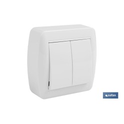 DOBLE INTERRUPTOR SUPERFICIE  MODELO ATLANTIS10A BLANCO