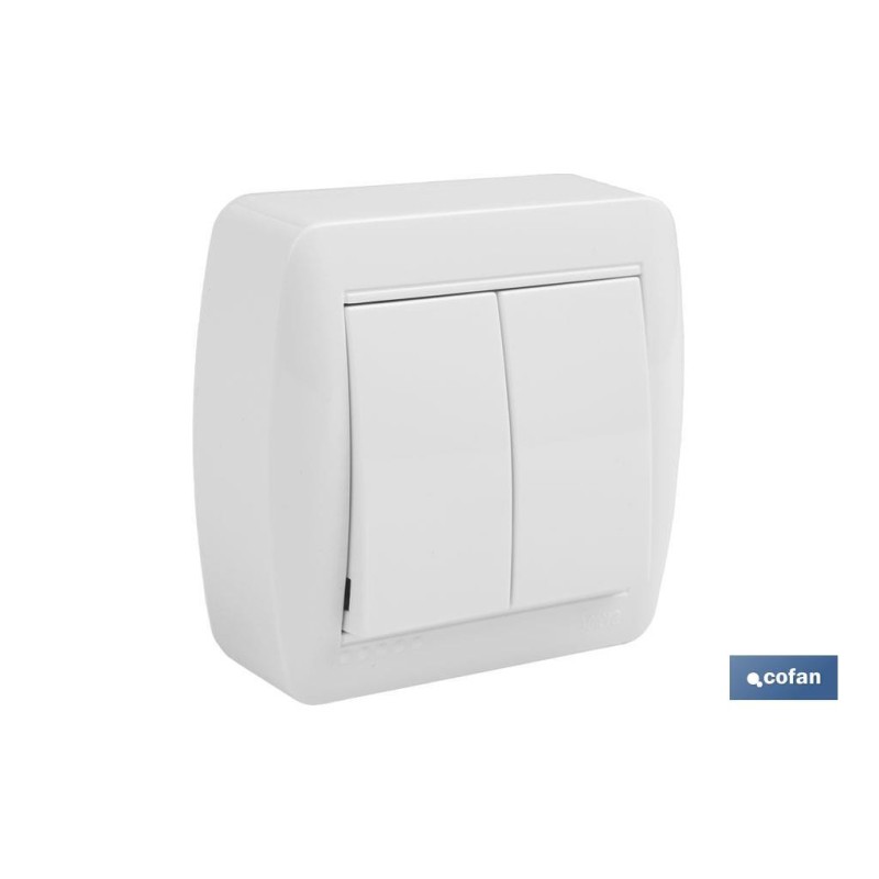 DOBLE INTERRUPTOR SUPERFICIE  MODELO ATLANTIS10A BLANCO