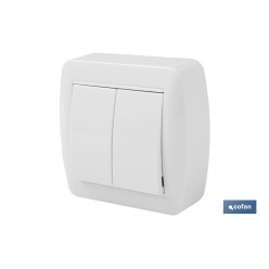 DOBLE INTERRUPTOR SUPERFICIE  MODELO ATLANTIS10A BLANCO