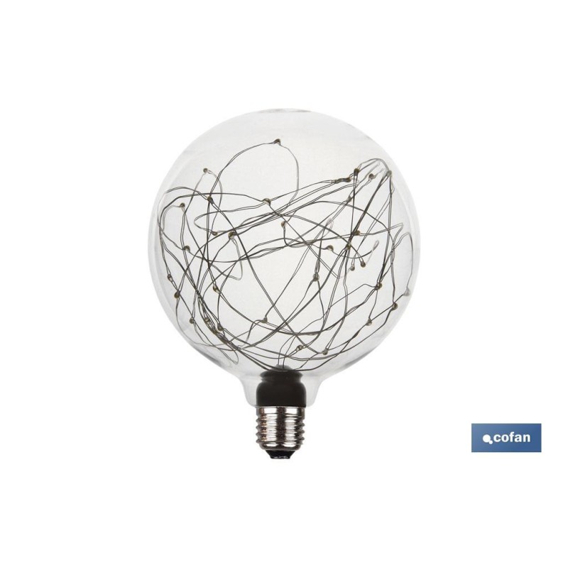 BOMBILLA LED GLOBO ESTRELLAS E27 1,2W 50LM 2700K