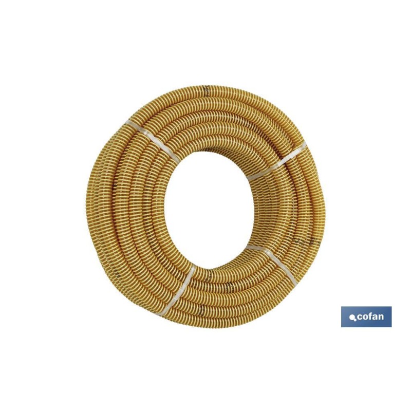 ROLLO DE TUBO DE ASPIRACION ESPIRAL AMARILLO Ø60mm 25m