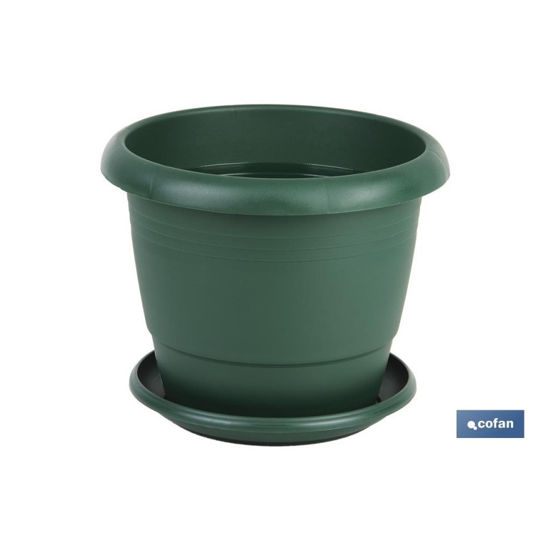 MACETA VERDE MODELO GARDENIA 35X28.8+ PLATO28 CM