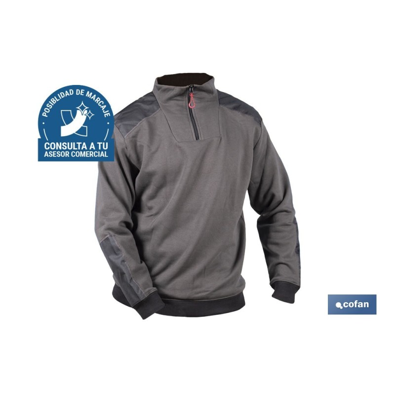 SUDADERA CUELLO CREMALLERA 280gms/m GRIS-NEGRO T-L