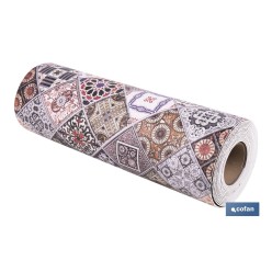 ROLLO DE ALFOMBRA VINÍLICA DISEÑO GEOMÉTRICO 84% VINILO 16% POLIÉSTER 52 CM X 20 M