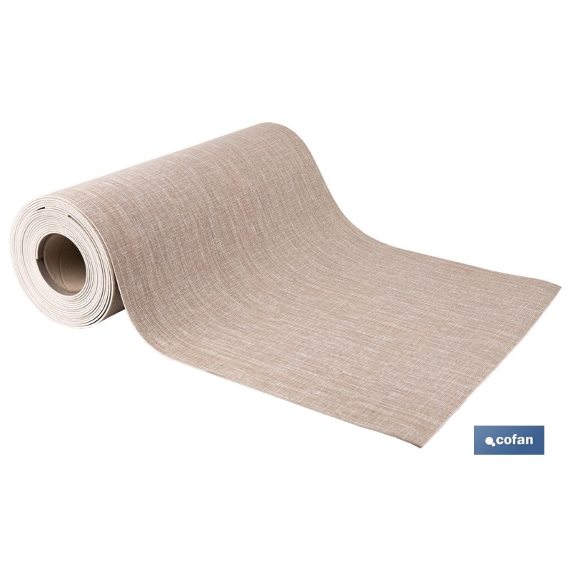 ROLLO DE ALFOMBRA VINÍLICA CON EFECTO JASPEADO BEIGE 84% VINILO 16% POLIÉSTER 52 CM X 20 M