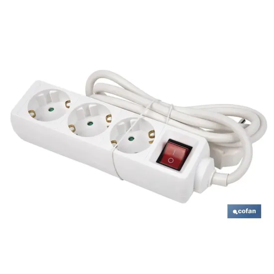 BASE MÚLTIPLE 3T. 1,4M CABLE C/INT. (16A-250V)