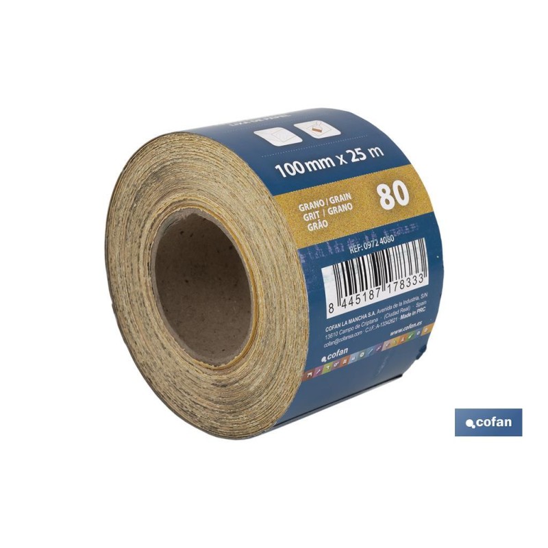 ROLLO LIJA DE PAPEL 100 X 25 M. G.80