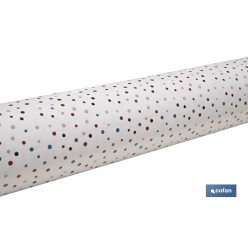 ROLLO MANTEL ANTIMANCHAS 1,40 x 25m 50% ALG/50% PVC.PUNTOS