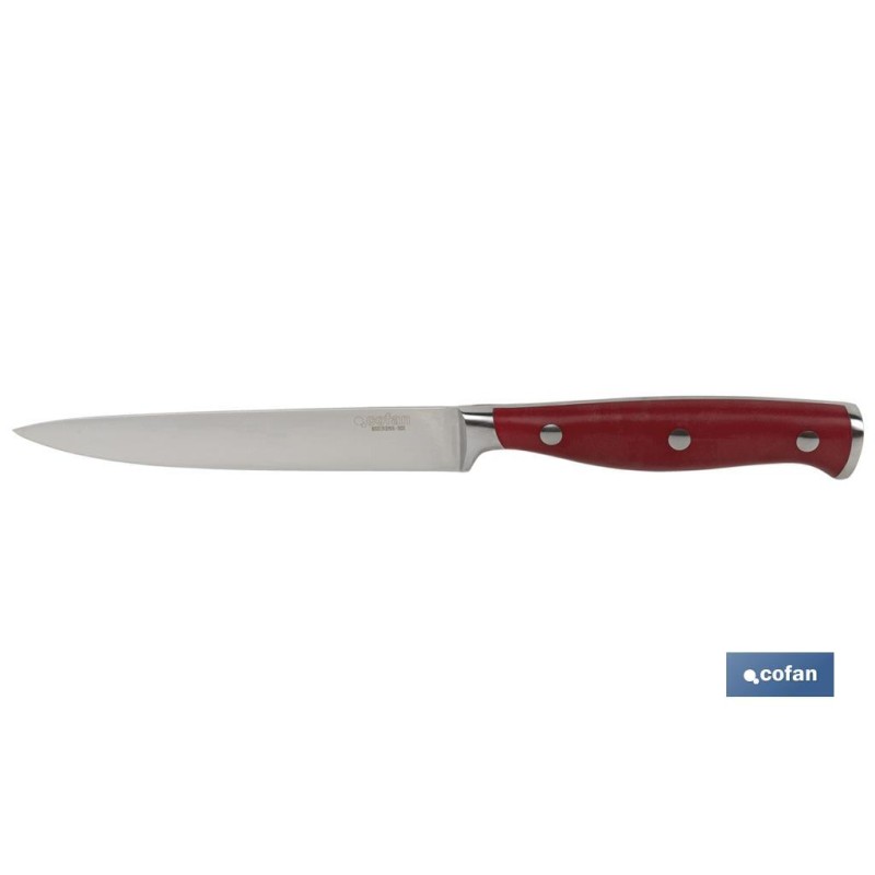 CUCHILLO VERDURAS  HOJA13cm MODELO AGUACEJO ROJO