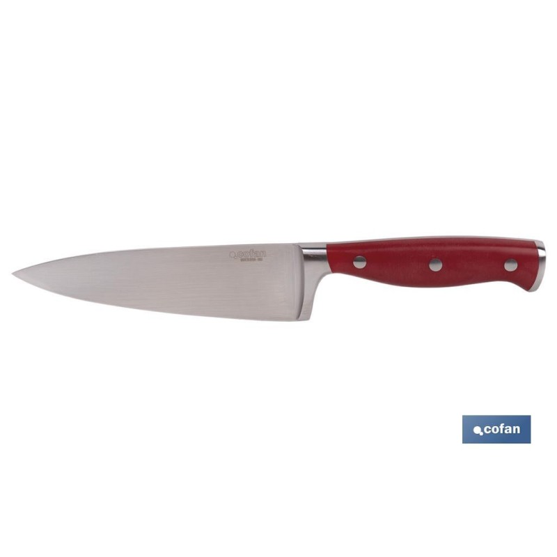 CUCHILLO COCINA HOJA15cm MODELO AGUACEJO ROJO