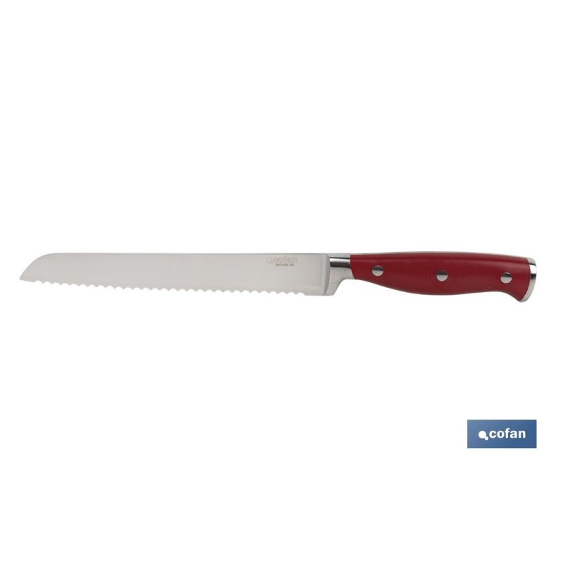 CUCHILLO PANERO HOJA 21cm MODELO AGUACEJO ROJO