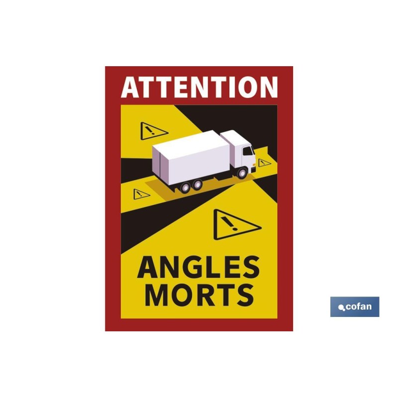 ETIQUETA ADHESIVA «ATTENTION ANGLES MORTS» AUTOBUSES VENTA UNITARIA