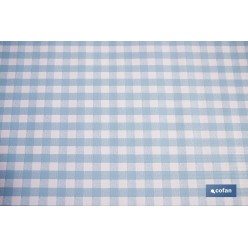 ROLLO DE MANTEL ANTIMANCHAS CUADROS AZULES 1,40 X 20 M