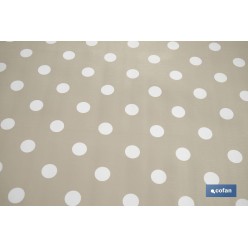 ROLLO DE MANTEL ANTIMANCHAS DE LUNARES BEIGE 1,40 X 20 M