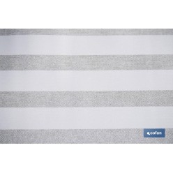 ROLLO DE MANTEL ANTIMANCHAS DE RAYAS BEIGE Y BLANCO 1,40 X 20 M