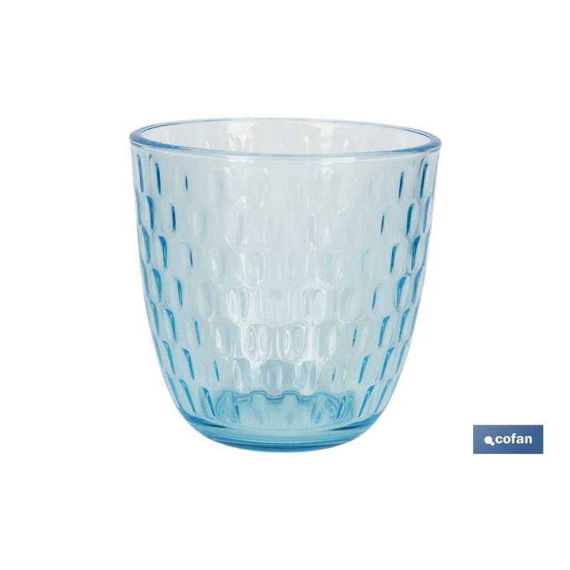 PACK 6 VASOS DE AGUA VIDRIO 29 CL COLOR AZUL MODELO ÓPALO