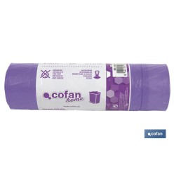 BOLSA DE BASURA AUTOCIERRE PERFUMADA LAVANDA 57 X 57 G.90 COLOR VIOLETA 15 UDS 30l