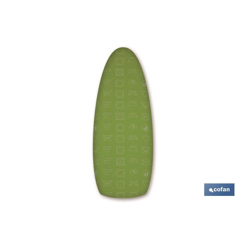 FUNDA TABLA PLANCHAR ALGODON 140X60 ICONOS LAVADO VERDE