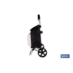 CARRO DE LA COMPRA NEGRO Y BEIGE PLEGABLE DE ALUMINIO CON 2 RUEDAS GRANDES 43 L