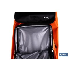 CARRO DE LA COMPRA NARANJA Y NEGRO ABATIBLE DE ALUMINIO CON 6 RUEDAS GIRATORIAS 53 L