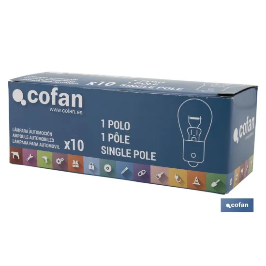 LÁMPARA COFAN 1 POLO ÁMBAR DESCENTRADA PY21W (BAU15s) 12V venta unitaria