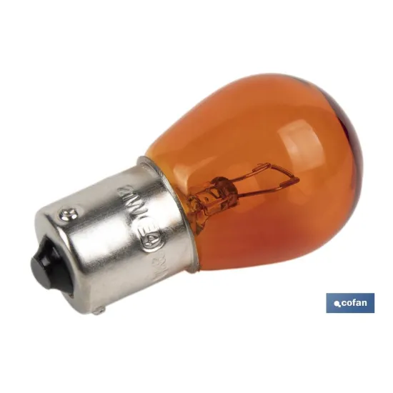 LÁMPARA COFAN 1 POLO ÁMBAR DESCENTRADA PY21W (BAU15s) 12V venta unitaria