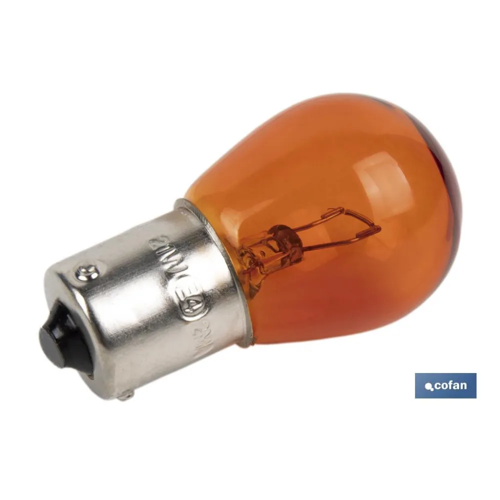 LÁMPARA COFAN 1 POLO ÁMBAR DESCENTRADA PY21W (BAU15s) 12V venta unitaria