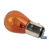 LÁMPARA COFAN 2 POLOS ÁMBAR DESCENTRADA P21/5W (BAZ15d) 12V venta unitaria