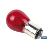 LÁMPARA COFAN 2 POLOS ROJA DESCENTRADA P21/5W (BAW15d) 12V