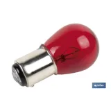 LÁMPARA COFAN 2 POLOS ROJA DESCENTRADA P21/5W (BAW15d) 12V