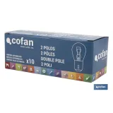 LÁMPARA COFAN 2 POLOS ROJA DESCENTRADA P21/5W (BAW15d) 12V venta unitaria