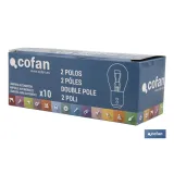 LÁMPARA COFAN 2 POLOS BLANCA DESCENTRADA P21/5W (BAZ15d) 12V