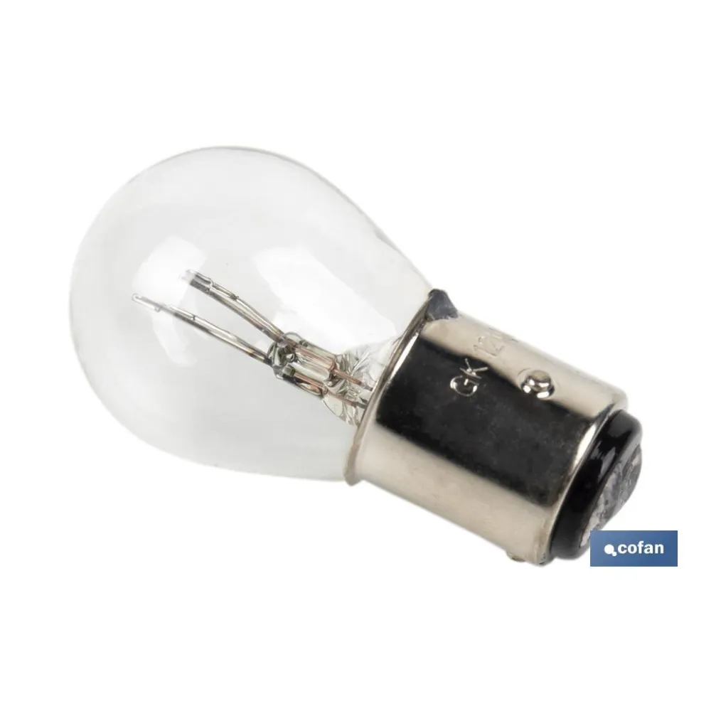 LÁMPARA COFAN 2 POLOS BLANCA DESCENTRADA P21/5W (BAZ15d) 12V