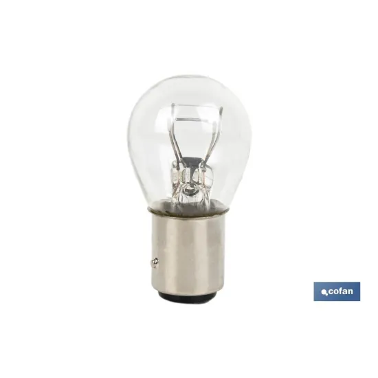 LÁMPARA COFAN 2 POLOS BLANCA DESCENTRADA P21/5W (BAZ15d) 12V venta unitaria