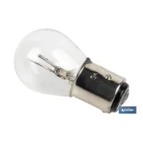 LÁMPARA COFAN 2 POLOS BLANCA DESCENTRADA P21/5W (BAZ15d) 12V venta unitaria